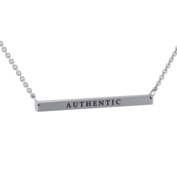 Silver Large Straight Bar Necklace Words That Matter TNC432P - Jewelry